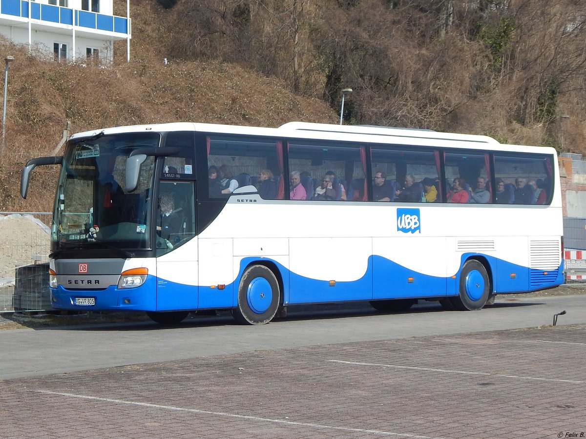 Setra 415 GT-HD von der Usedomer Bäderbahn im Stadthafen Sassnitz.