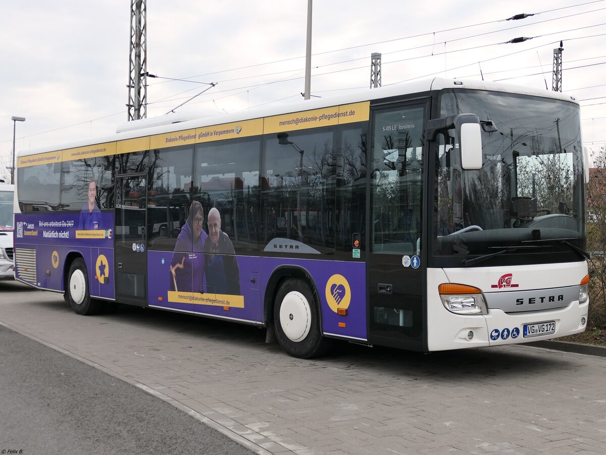 Setra 415 LE Business der Anklamer Verkehrsgesellschaft in Greifswald. 