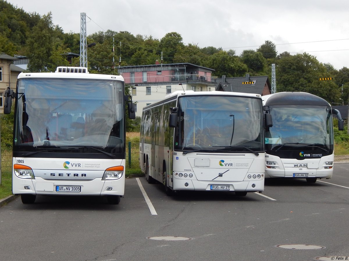 Setra 415 LE Business und Volvo 8700 und MAN Lion's Regio der VVR in Sassnitz.