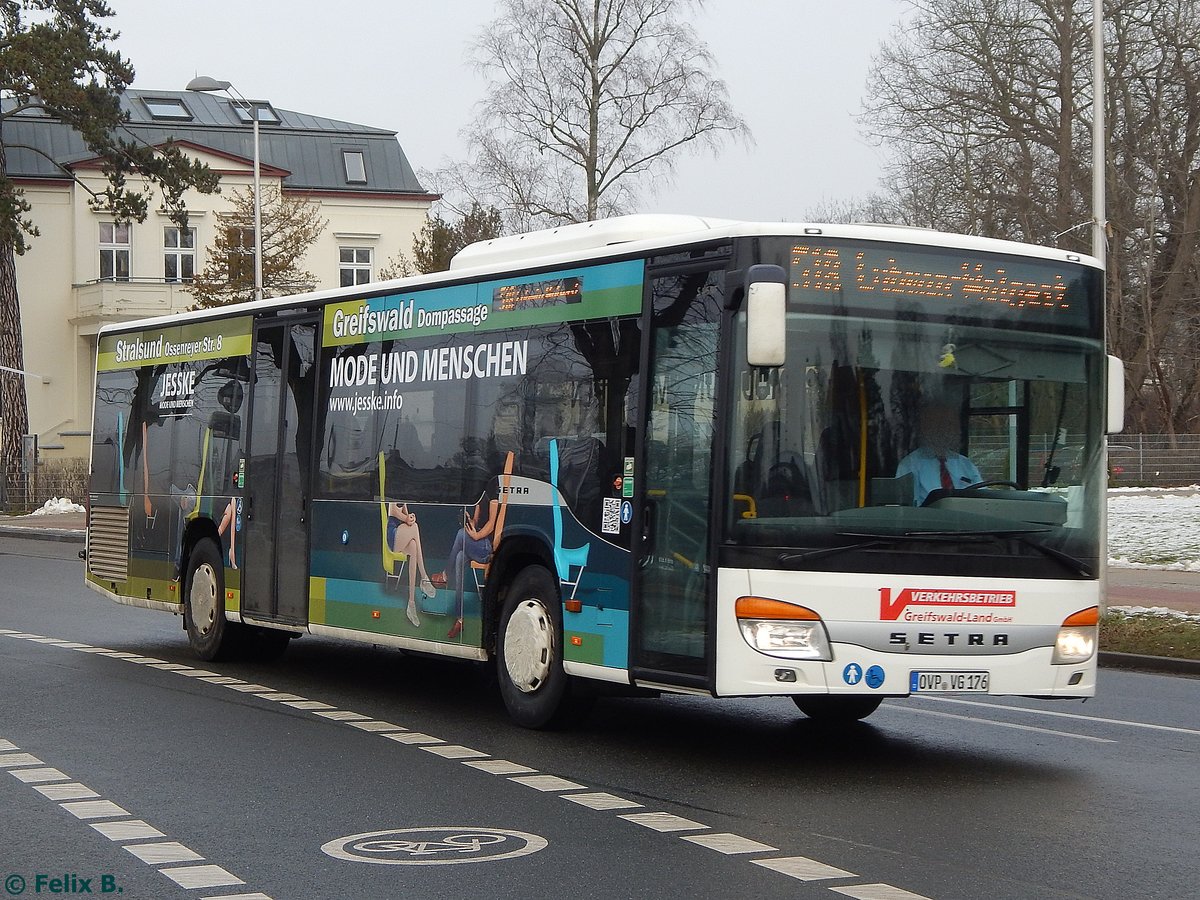 Setra 415 NF des Verkehrsbetrieb Greifswald-Land GmbH in Greifswald.