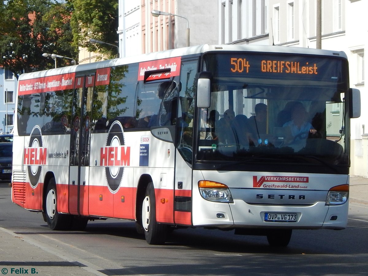 Setra 415 UL der Verkehrsbetrieb Greifswald-Land GmbH in Greifswald.