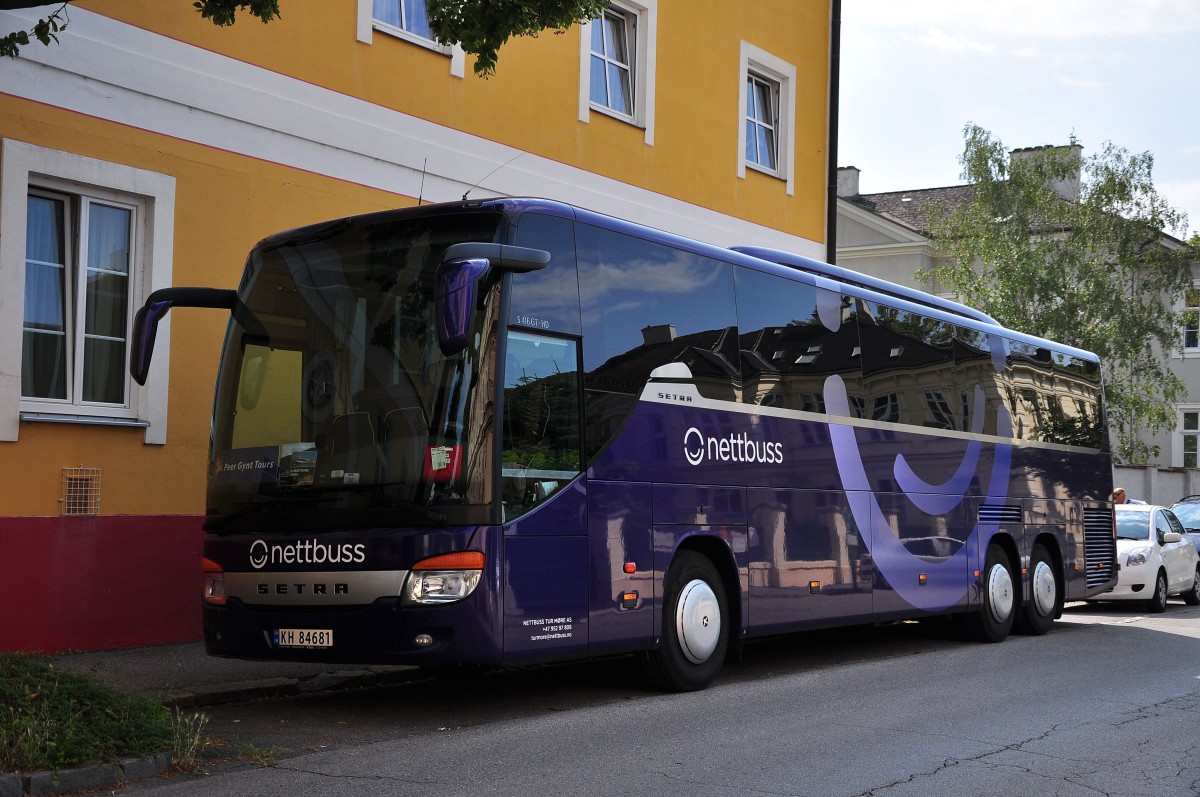 Setra 416 GT-HD von Nettbuss aus Norwegen am 17.Juli 2014 in Krems gesehen.