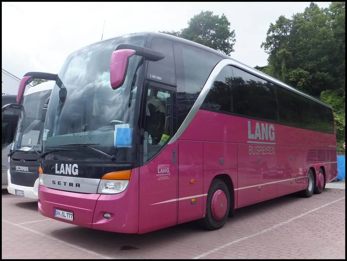 Setra 416 HDH von Busreisen Lang aus Deutschland im Stadthafen Sassnitz.