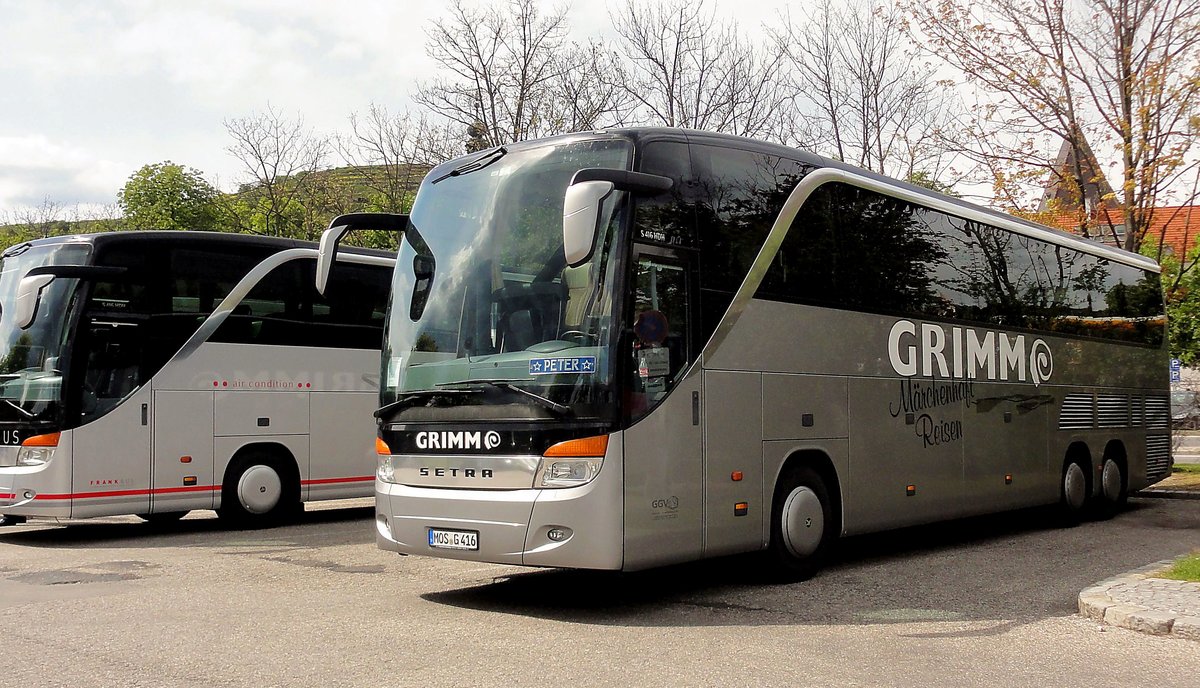 Setra 416 HDH von Grimm Reisen aus der BRD in Krems gesehen.