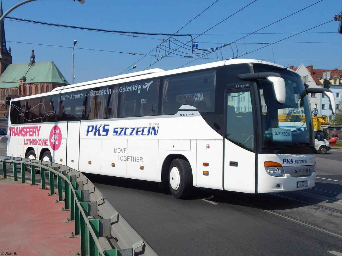 Setra 417 GT-HD von PKS Szczecin aus Polen in Stettin.