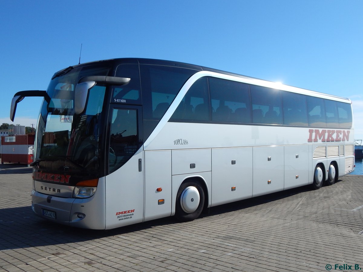 Setra 417 HDH von Imken aus Deutschland im Stadthafen Sassnitz.