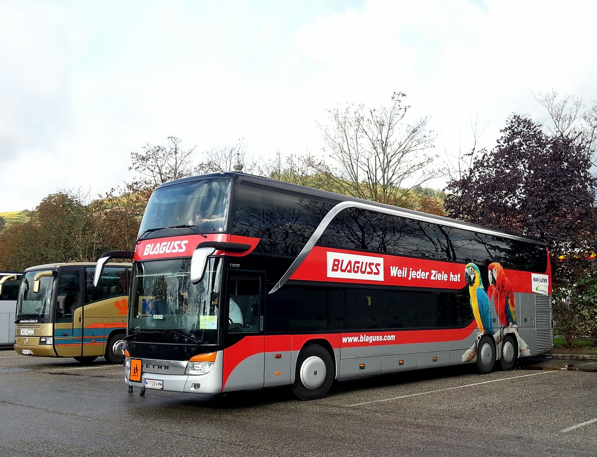 Setra 431 DT von Blaguss Reisen aus Wien am 21.10.2014 in Krems.