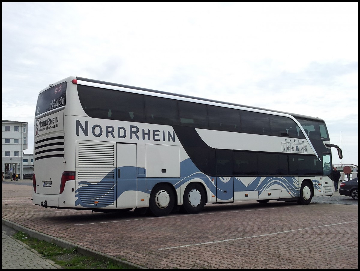 Setra 431 DT von Nordrhein aus Deutschland im Stadthafen Sassnitz.