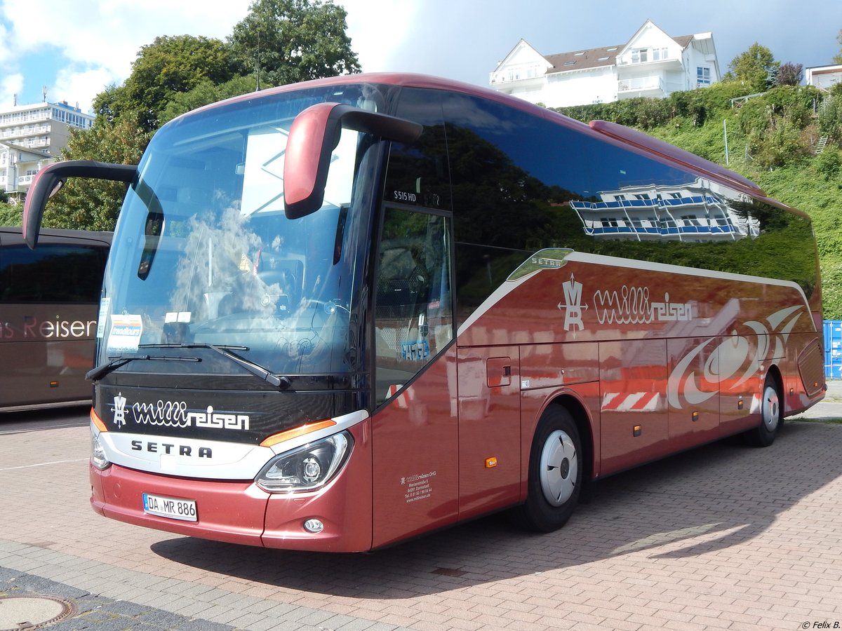 Setra 515 HD von Milli Reisen aus Deutschland im Stadthafen Sassnitz.