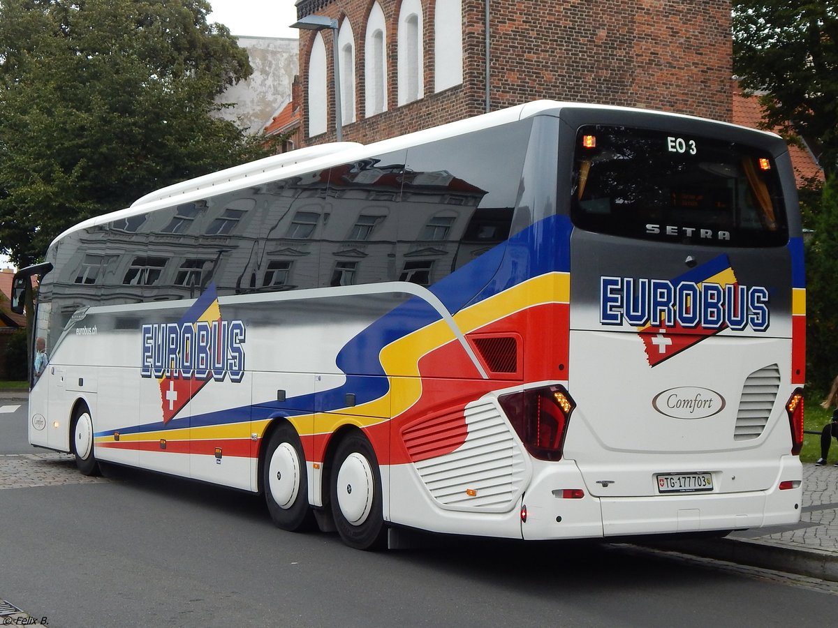 Setra 516 HD von Eurobus aus der Schweiz in Stralsund.