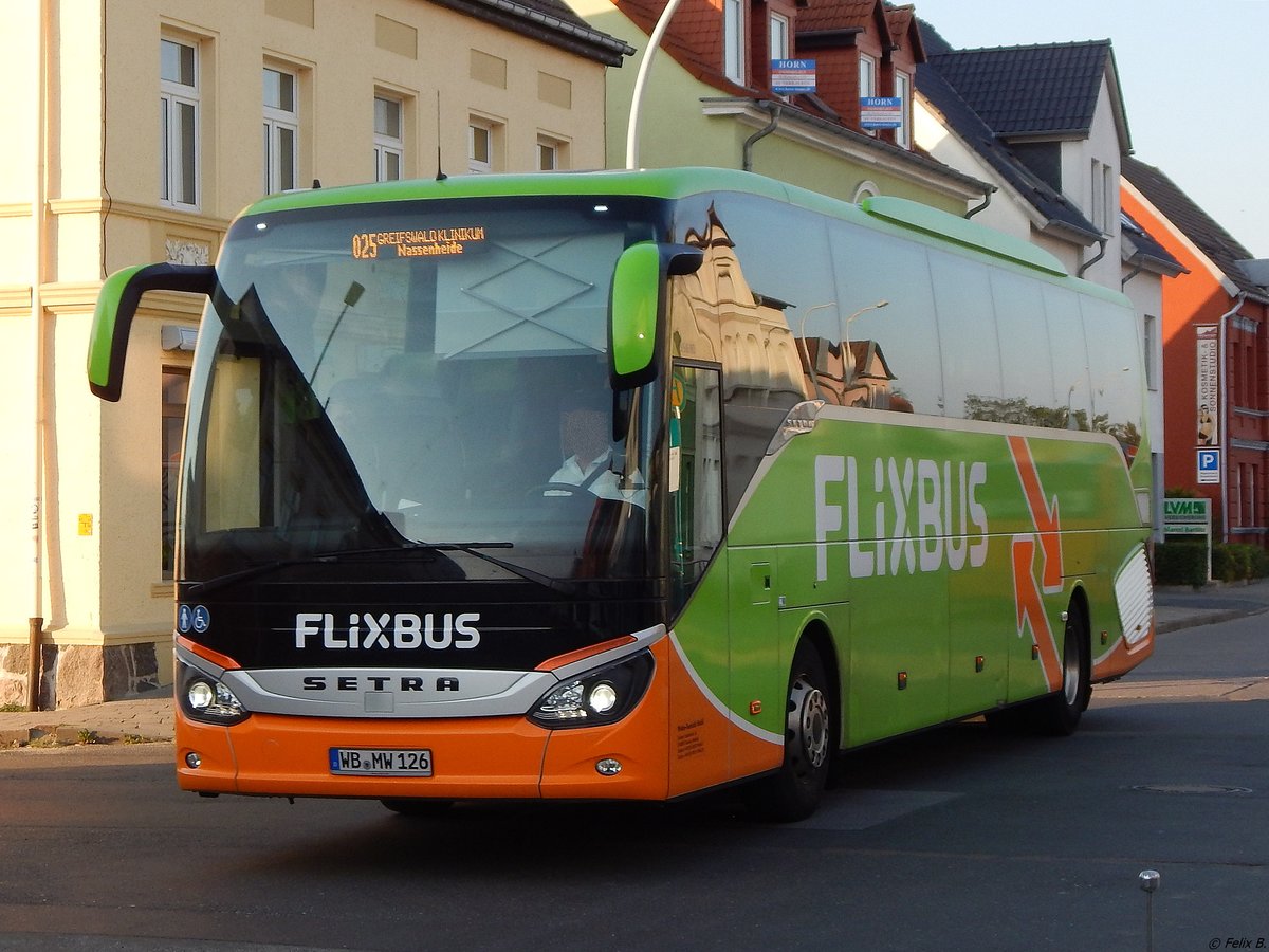 Setra 516 HD von Flixbus/Wricke Touristik aus Deutschland in Neubrandenburg. 