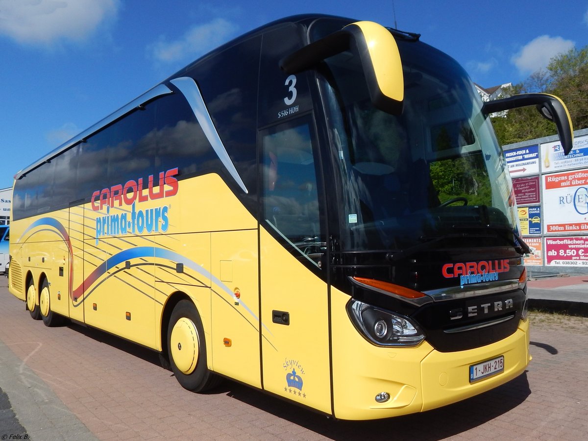 Setra 516 HDH von Carolus Prima-Tours aus Belgien im Stadthafen Sassnitz.