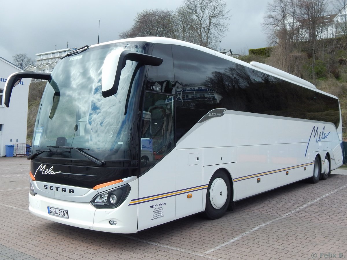 Setra 517 HD von Mela-Reisen aus Deutschland im Stadthafen Sassnitz.