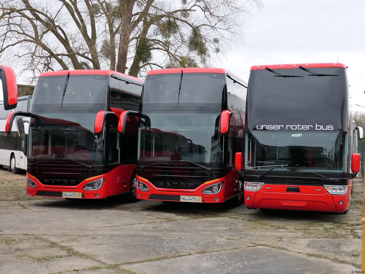 Setra 531 DT und Van Hool TX27 von URB aus Deutschland in Ueckermünde.