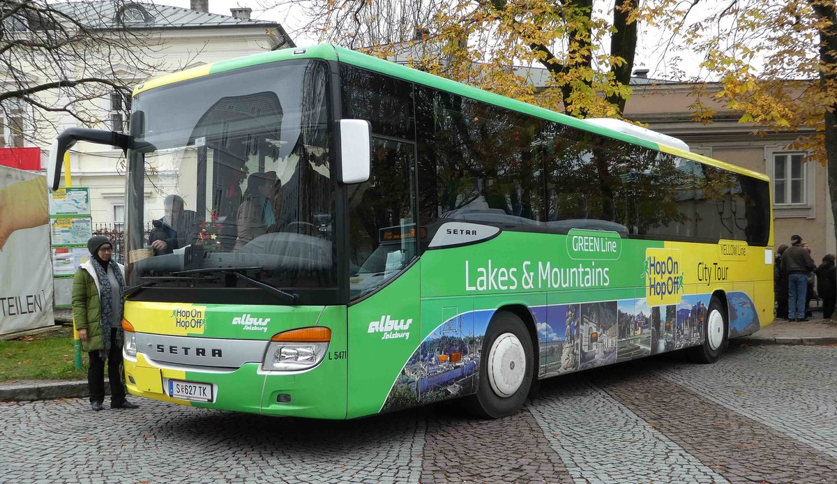 Setra von  Albus Salzburg  steht bereit fr die nchste Stadtrundfahrt im Dezember 2018