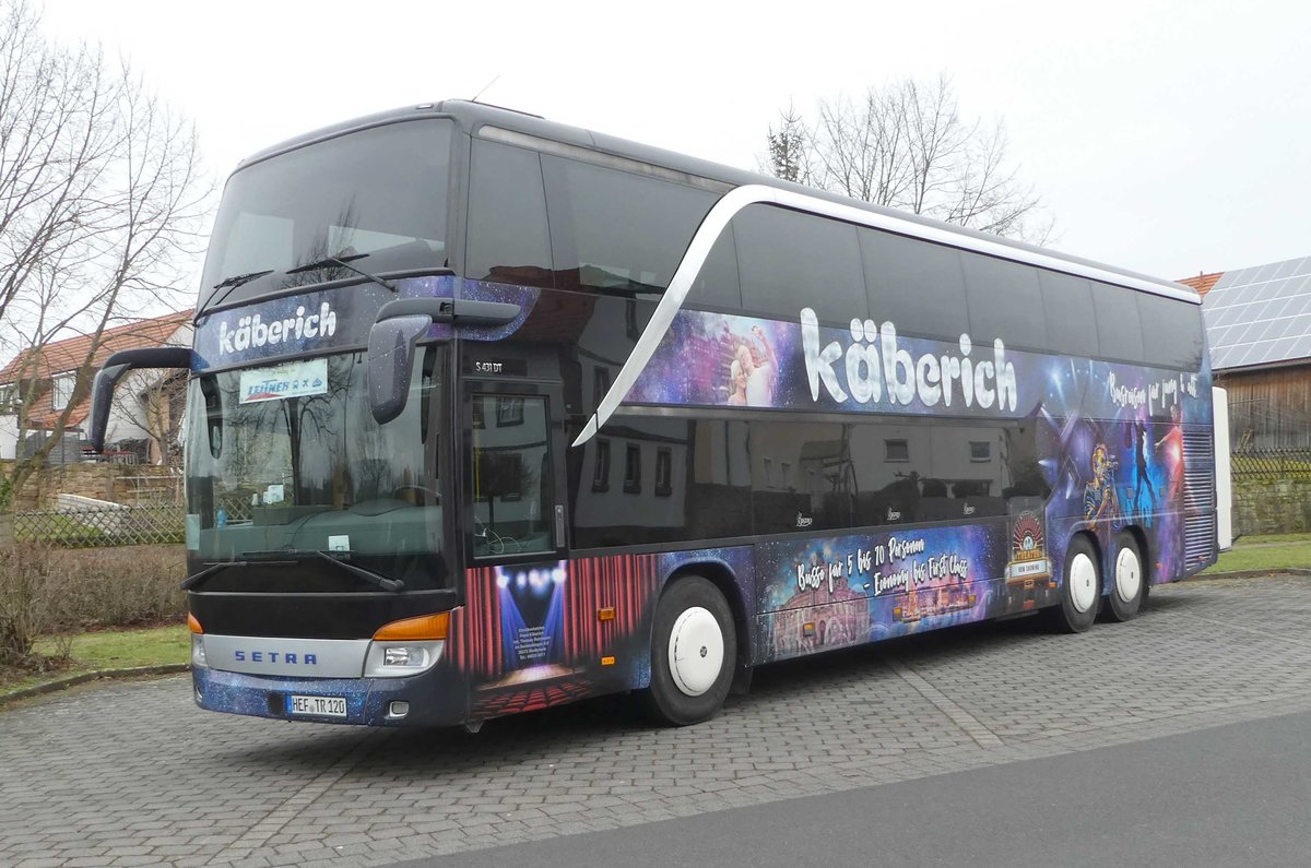 Setra S 431 DT des Busunternehmens KÄBERICH steht im Februar 2020 in Petersberg-Marbach