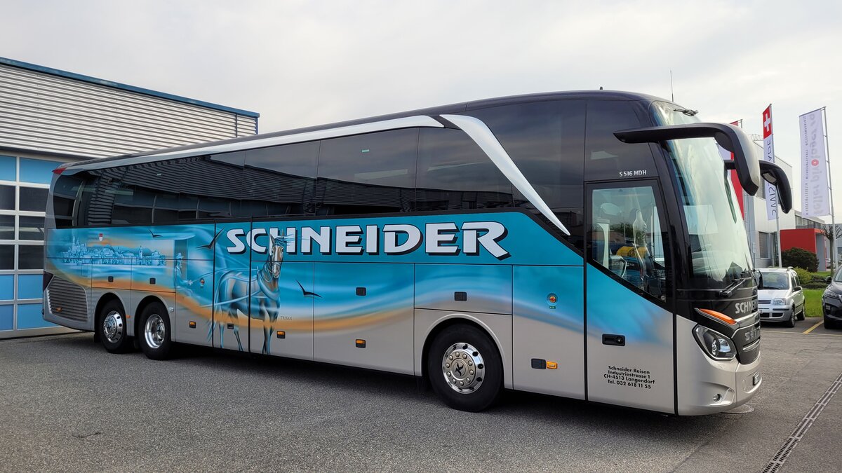 Setra S 516 HDH  Trisan 2.0 ,  SO 21615, Schneider Reisen & Transport AG, Langendorf, Aufgenommen am 22. April 2023 
