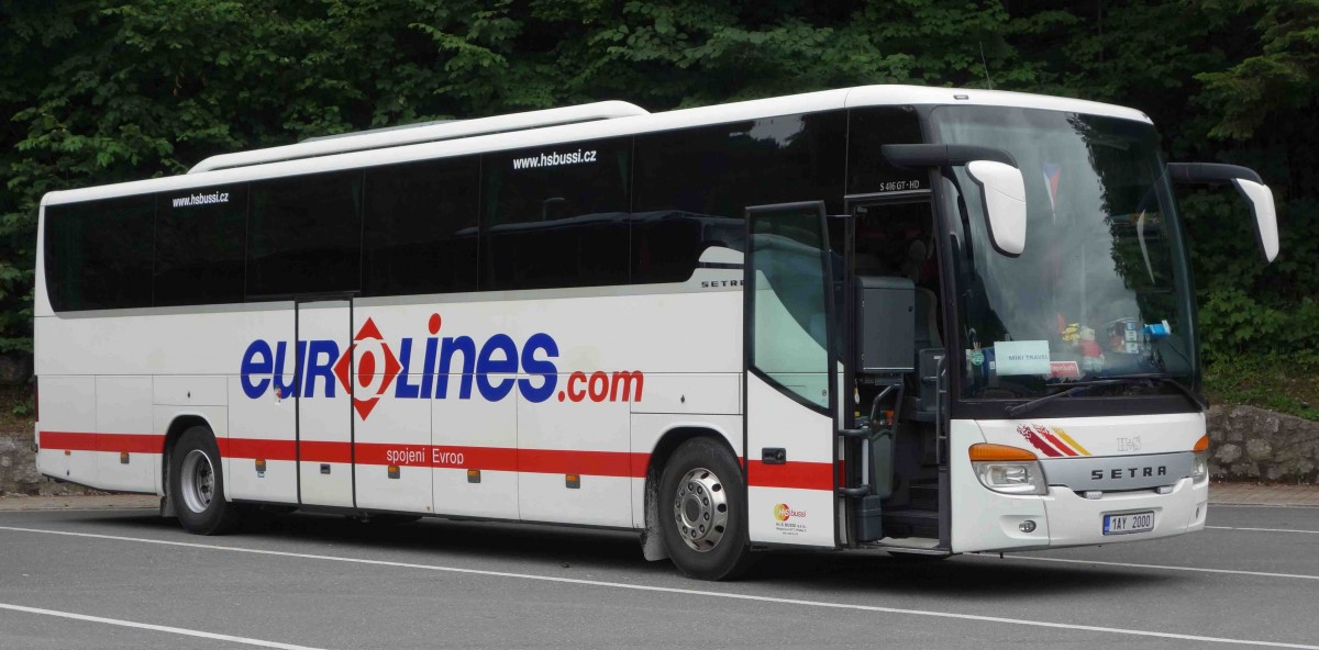 Setra S416 GT-HD, steht auf dem Busparkplatz am Knigsee im Juli 2015