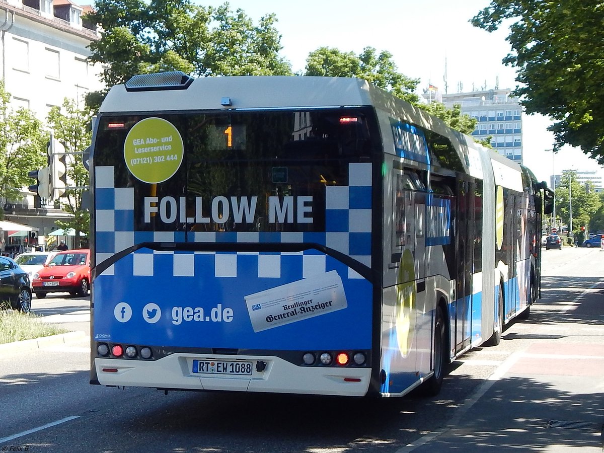 Solaris Urbino 18 der Reutlinger Stadtverkehrsgesellschaft in Reutlingen am 20.06.2018