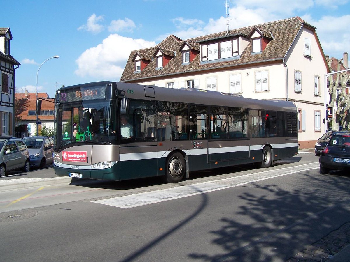 Strassburg - 13. April 2012 : Solaris Urbino 12 III Nr 618 in der Robertsau.