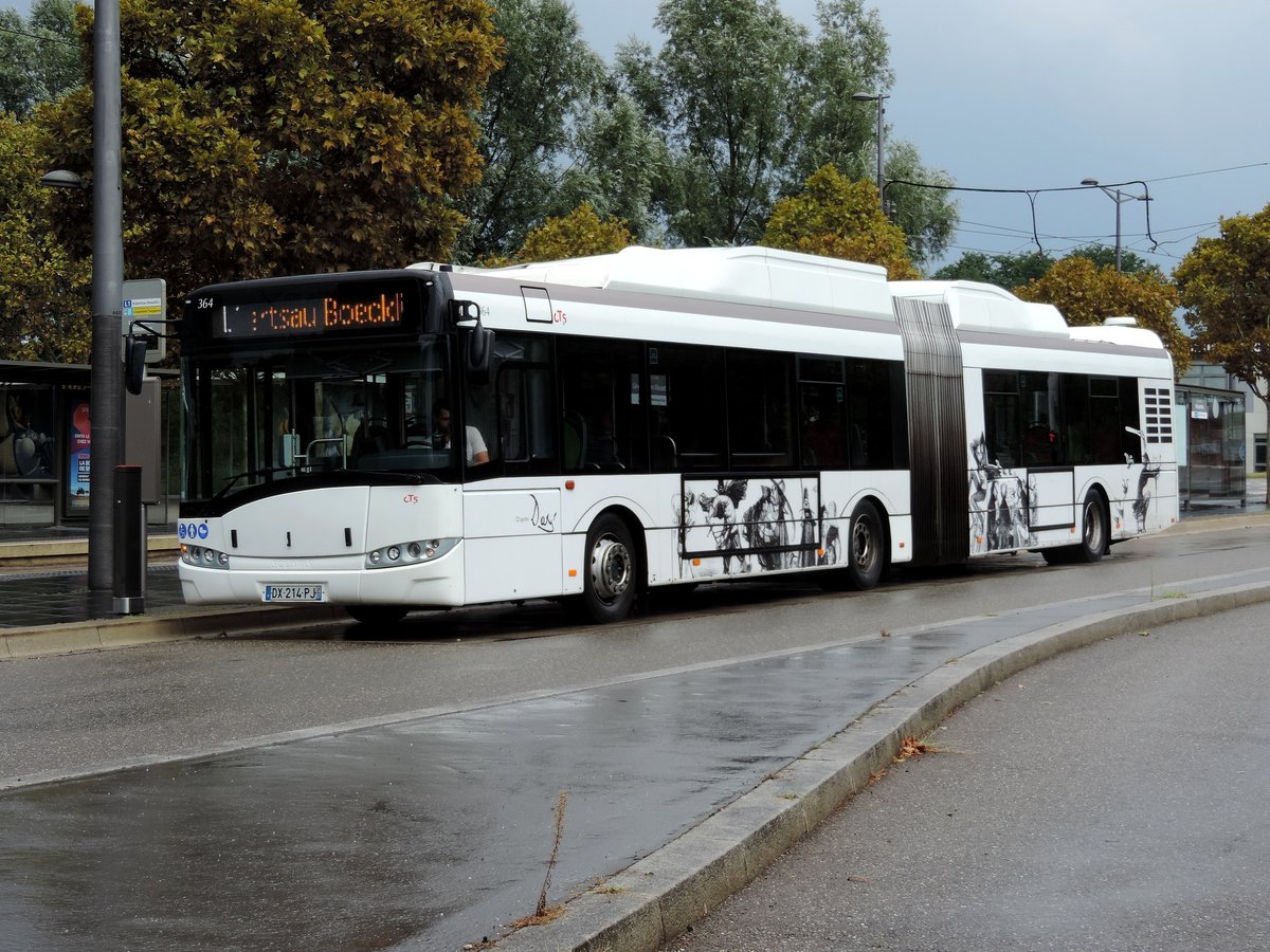 Strassburg - 9. August 2018 : CNG Bus Solaris Urbino 18 III Nr 364 in Lingolsheim.