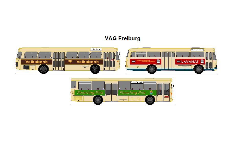 VAG Freiburg - Bssing Prfekt 13D + Mercedes Benz O 322 + Mercedes Benz O 305