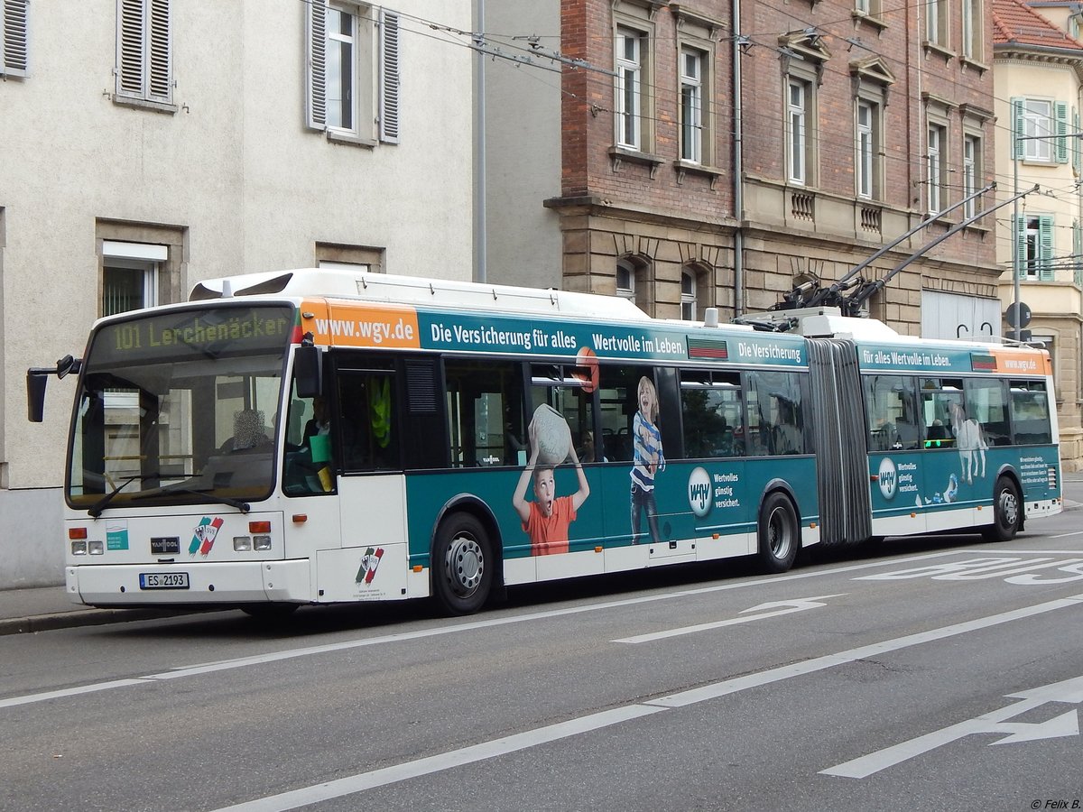 Van Hool AG300T der Stdtischer Verkehrsbetrieb Esslingen in Esslingen.