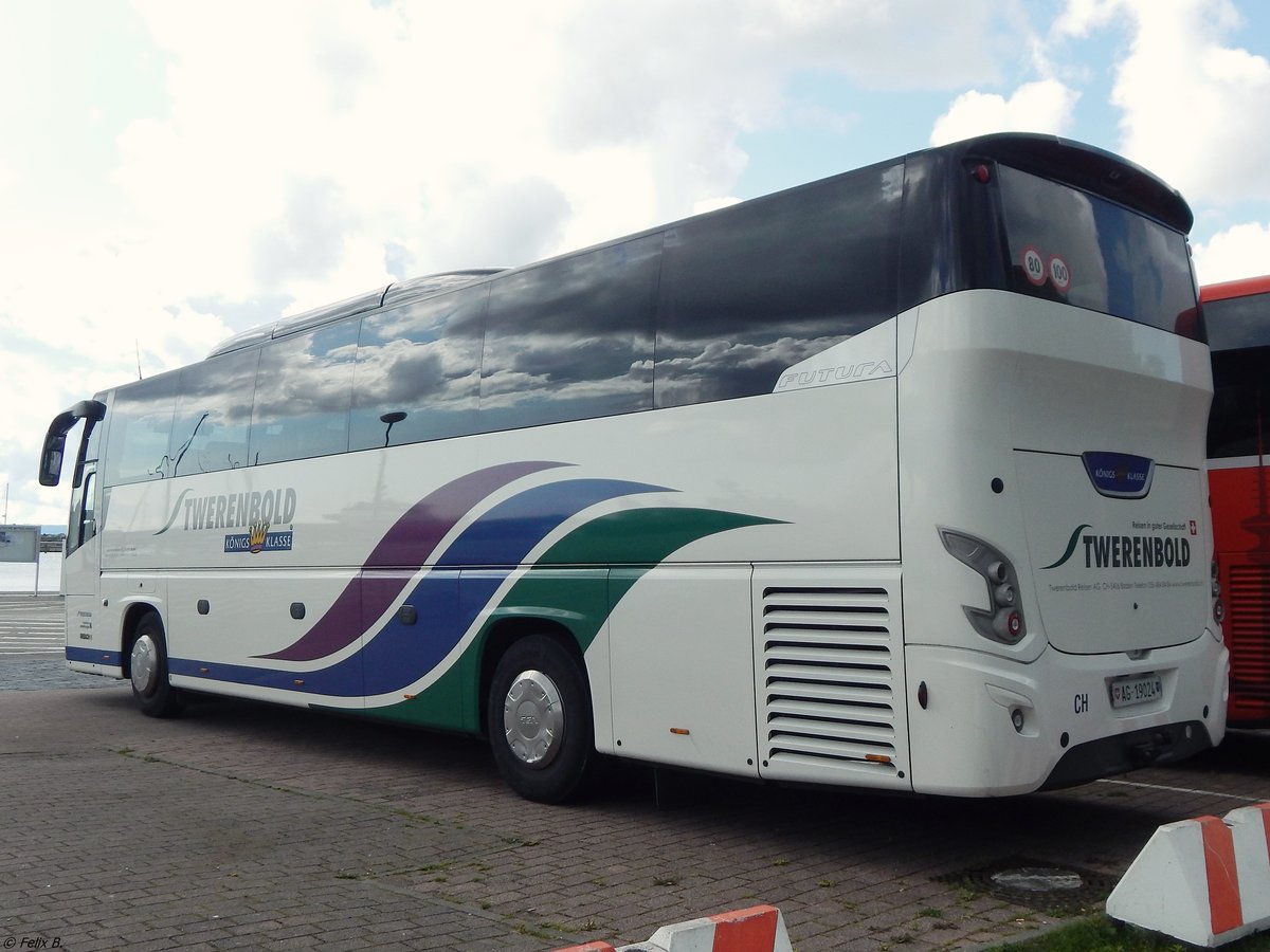 VDL Futura von Twerenbold aus der Schweiz im Stadthafen Sassnitz. 