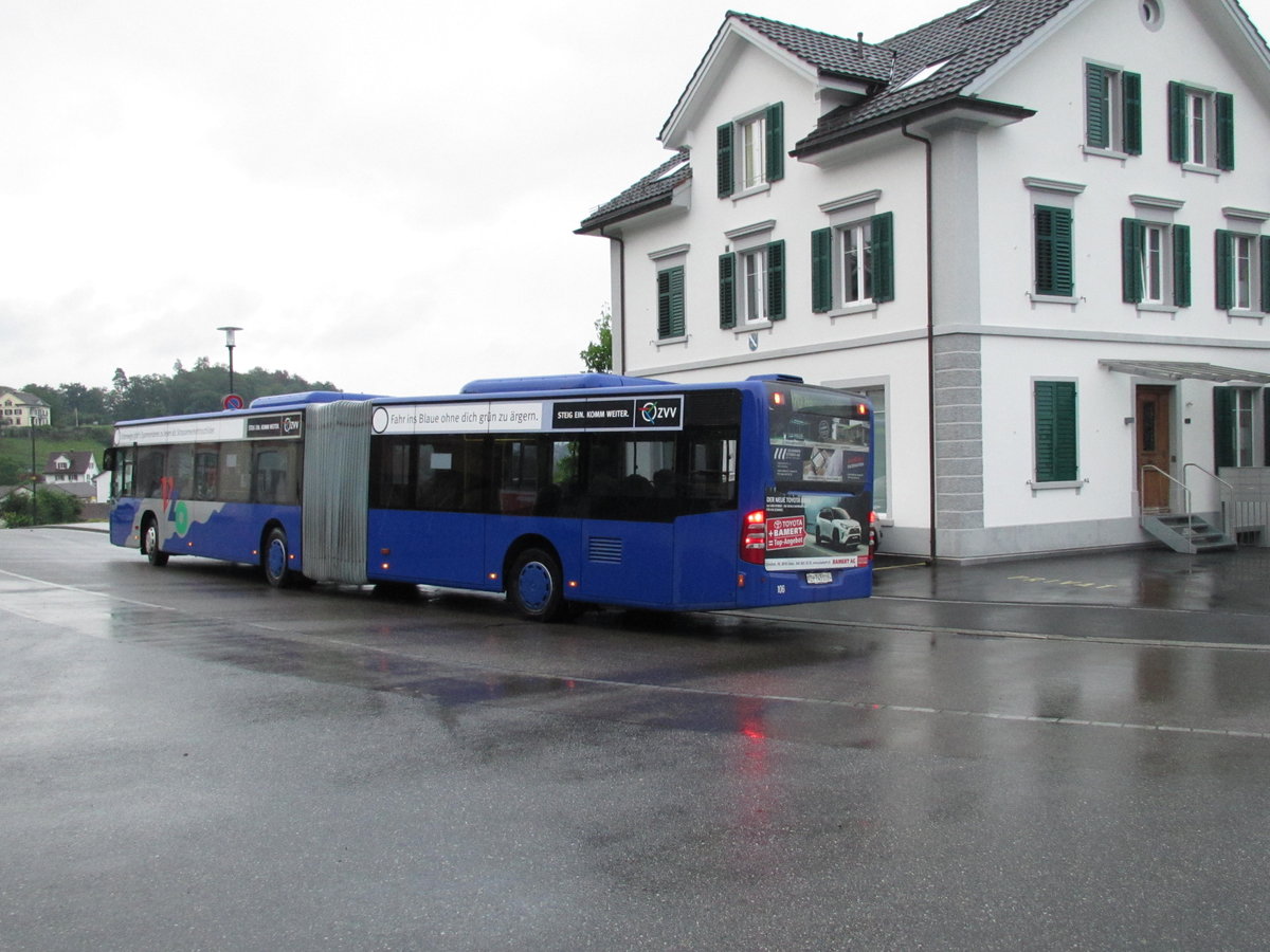 VZO - Mercedes Citaro Nr. 106 (Baujahr 2008) hält an der Ersatzhaltestelle am Bahnhof Feldbach am 4.8.20