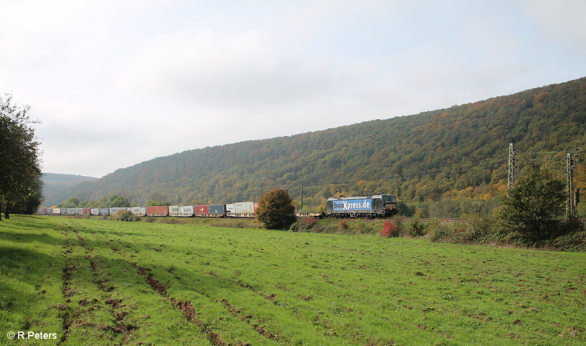 X4E 608 alias 6193 608-7 zieht bei Wernfeld ein Containerzug in Richtung Norden. 20.10.24