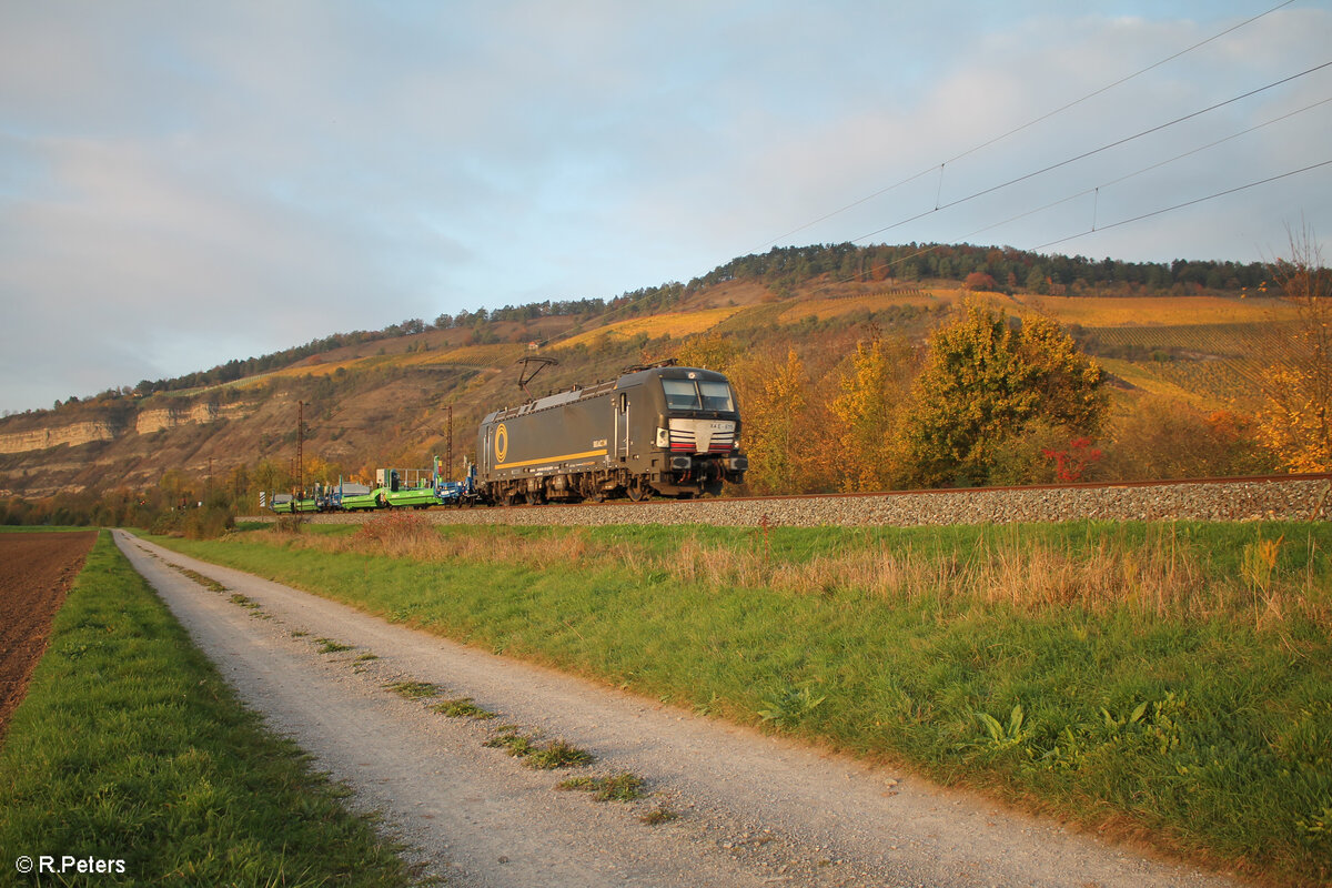 X4E 615 alias 193 615 überführt bei Thüngersheim 2 Helrom Taschenwagen. 27.10.24