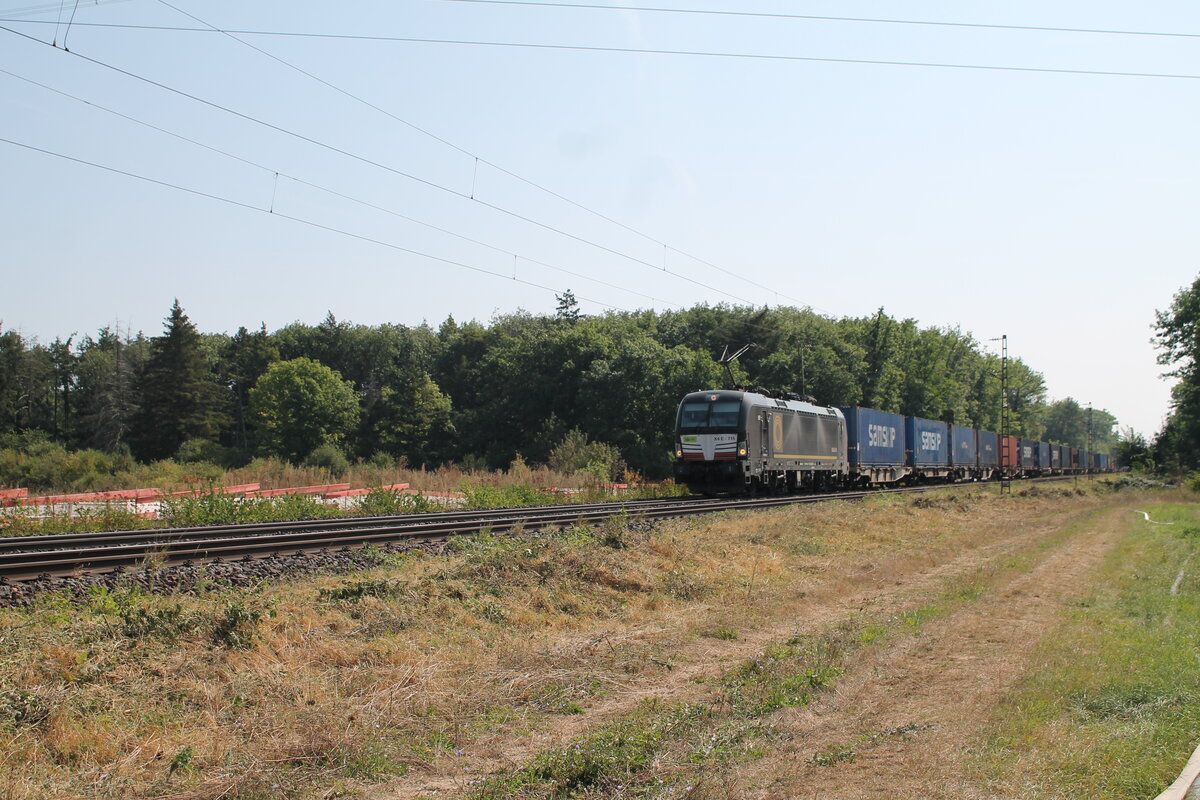 X4E 715 zieht einen LKW-Walter an der Netztrennstelle Mainz-Bischofsheim. 01.09.24