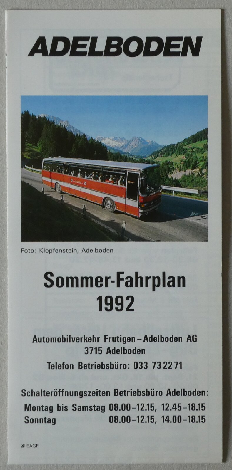 (289'316) - AFA-Sommer-Fahrplan 1992 am 28. Juni 2026 in Thun 
