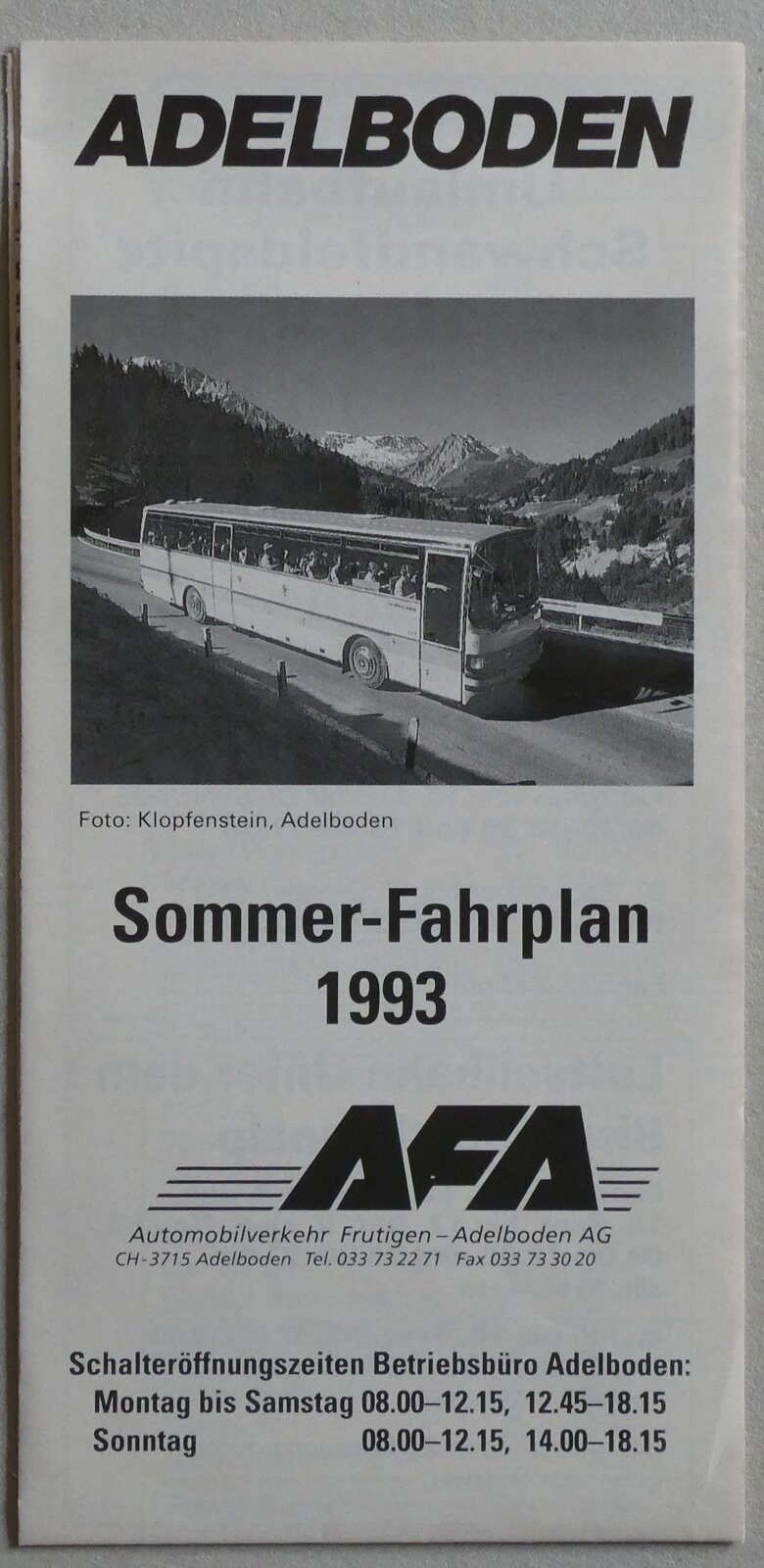 (289'723) - AFA-Sommer-Fahrplan 1993 am 19. Juli 2026 in Thun
