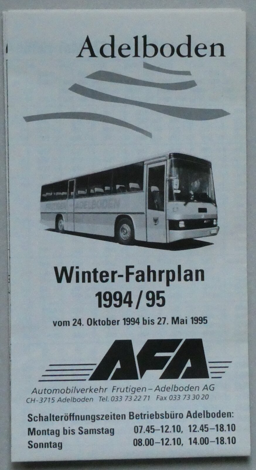 (290'977) - AFA-Winter-Fahrplan1994/95 am 20. September 2026 in Thun