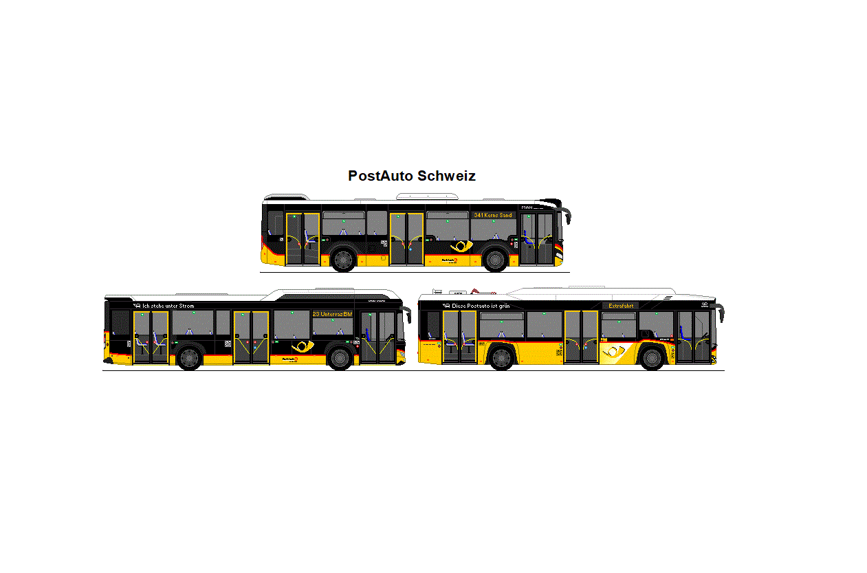 PostAuto Zentralschweiz - MAN Lion's City 12C + Dnser, Trimmis - Scania Citywide LF 12 BEV + SB Trans, Sursee Solaris Urbino 12 electric