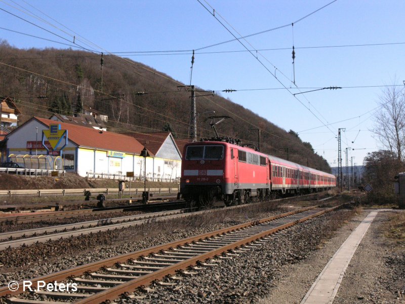 111 219-2 verl�sst Gem�nden mit einer RB W�rzburg. 16.02.08
