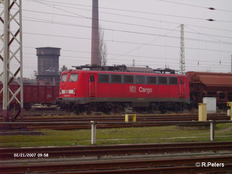 140 572-9 steht mit ein G�terzug in Frankfurt/Oder abgestellt. 21.02.07