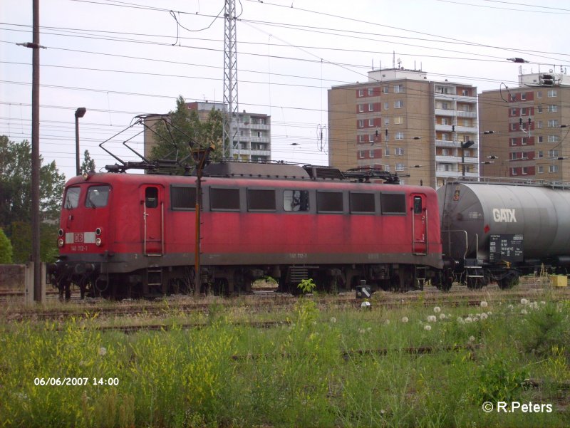 140 712-1 wartet in Eisenh�ttenstadt auf weiter fahrt.06.06.07