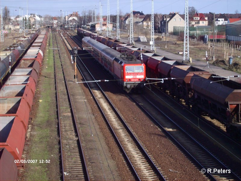 143 812-6 schiebt die RB11 Frankfurt/Oder durch Eisenh�ttenstadt. 03.02.07