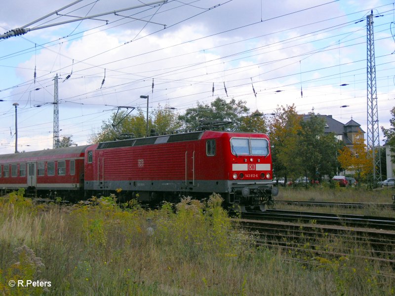 143 812-6 verl�sst Eisenh�ttenstadt mit einen RB 11 Cottbus. 30.09.07