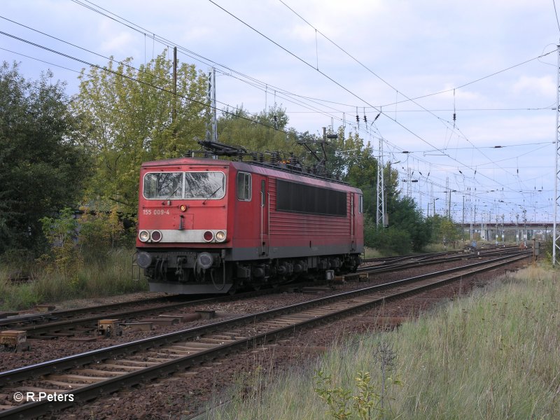 155 009 verl�sst Eisenh�ttenstadt solo in Richtung Guben. 30.09.07