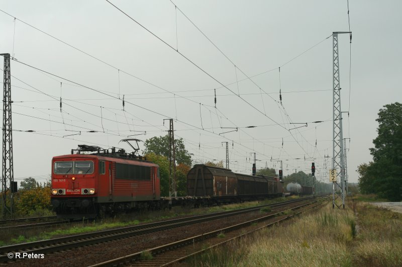 155 141-5 durchf�hrt Saarmund mit ein gemischten G�terzug. 12.10.07