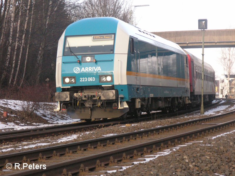 223 063 f�hrt mit ein Alex nach M�nchen in Marktredwitz ein. 13.01.08