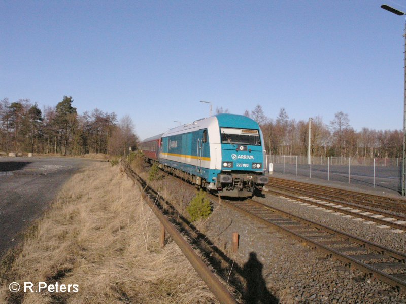223 065 f�hrt mit ein Alex nach M�nchen in Wiesau/Oberpfalz ein. 25.01.08