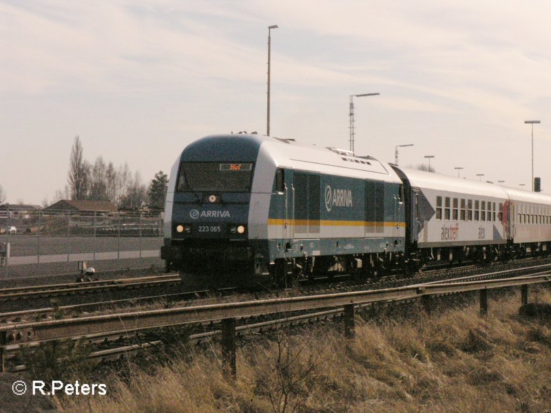 223 065 verl�sst Wiesau/Oberpfalz mit ein Alex nach Hof. 24.01.08