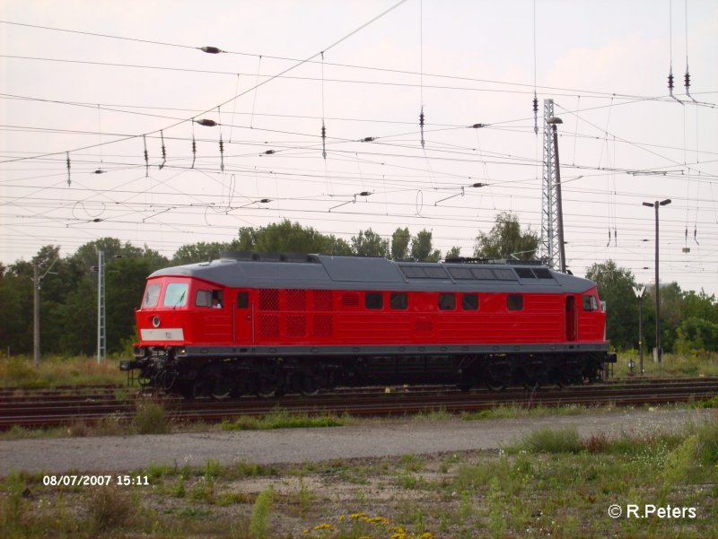 232 358-2 legt bei einer Probefahrt vom AW Cottbus in Eisenh�ttenstadt eine Pause ein. 07.08.07