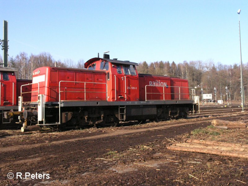 Die N�rnberger 294 599-6 steht mit einer Schwester Maschine in Marktredwitz abgestellt. 10.02.08