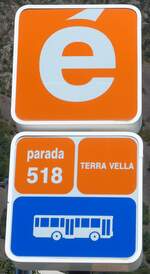 (185'483) - Andorra-Haltestellenschild - Andorra la Vella, Terra Vella - am 28.