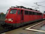 110 411-6 mit einem DGB Streiksonderzug aus Ulm im Berliner Hbf.